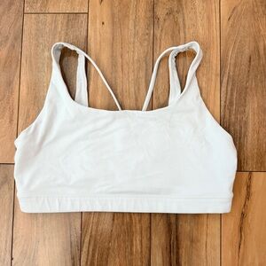 Athleta Exhale Sports Bra White Low Impact Strappy Back Yoga Workout Size L